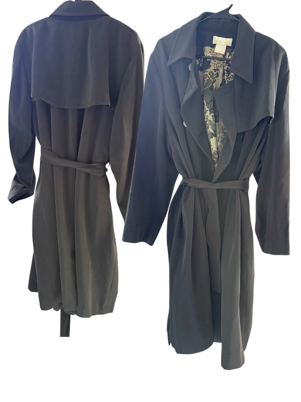 harve benard Black Long belted trench coat Tie Belt oversized plus size 22W